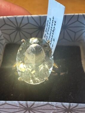 New XL Natural Green Amethyst Gold ring diamond cut 8 Gold Amethyst Ring emerald